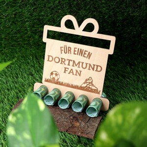 Espositore in legno con regalo in denaro "Per un tifoso del Dortmund" | Regalo in denaro Dortmund | Regalo per un tifoso di calcio | Tifoso di calcio | Calcio | Buono regalo