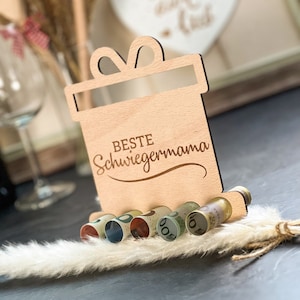 Wooden display money gift &quot;Best mother-in-law&quot; | Money gift | Voucher | Gift | Birthday gift | Gift idea | Mother&#39;s Day