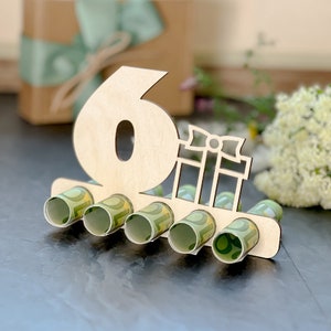 Houten displaygeldcadeau &quot;6&quot; | Voucheralternatief | Cadeau-idee | Waardebon | 6e verjaardag