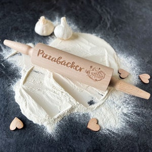 Rolling pin with the saying &quot;Pizza baker&quot; | Dough roller | Baking | Rolling pin with engraving | Gift idea | Hobby cook | Pizza | Father&#39;s Day
