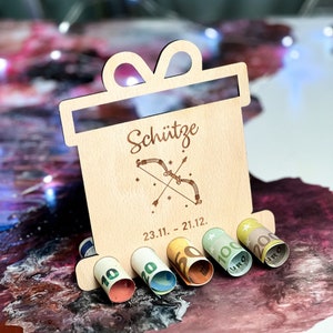 Segno zodiacale regalo in denaro con display in legno "Sagittario" | Oroscopo | zodiaco | Astrologia | Idea regalo | Alternativa al buono | Buono