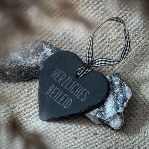 Slate heart mini “Heartfelt condolences” | Mini slate heart with engraving | Slate heart with saying | Heart shaped slate | Funeral gift
