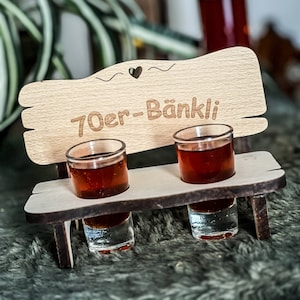 Schnapps bench with two glasses "70s bench" | Schnapps bench birthday | Schnapps gift | Gift idea | Seventieth birthday