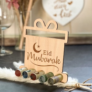 Wooden display money gift "Eid Mubarak" | Cash gift “Eid Mubarak” | Ramadan gift | Ramadan celebration | Eid Mubarak