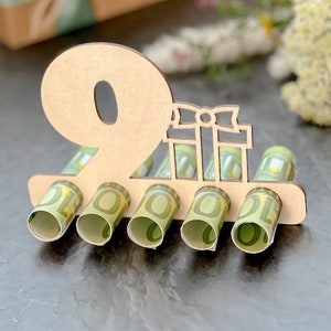 Wooden money gift stand "9" | Gift certificate alternative | Gift idea | Gift certificate | 9th birthday