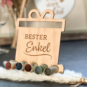 Wooden display money gift &quot;best grandson&quot; | Money gift | Voucher | Gift for grandchildren | Gift idea | Birthday gift