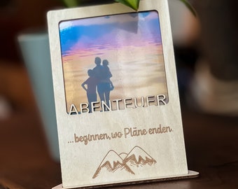 Spruchreif | Holz Bilderrahmen | Bilderrahmen Natur | Bilderrahmen mit Gravur | Fotorahmen | Geschenk Wandern | Outdoor | Abenteuer