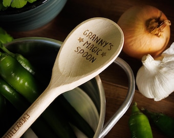 Kochlöffel mit Schleife "Granny's Magic Spoon" | Geschenk Oma | Muttertag | Küchenutensilien | Oma | Geschenkidee Oma