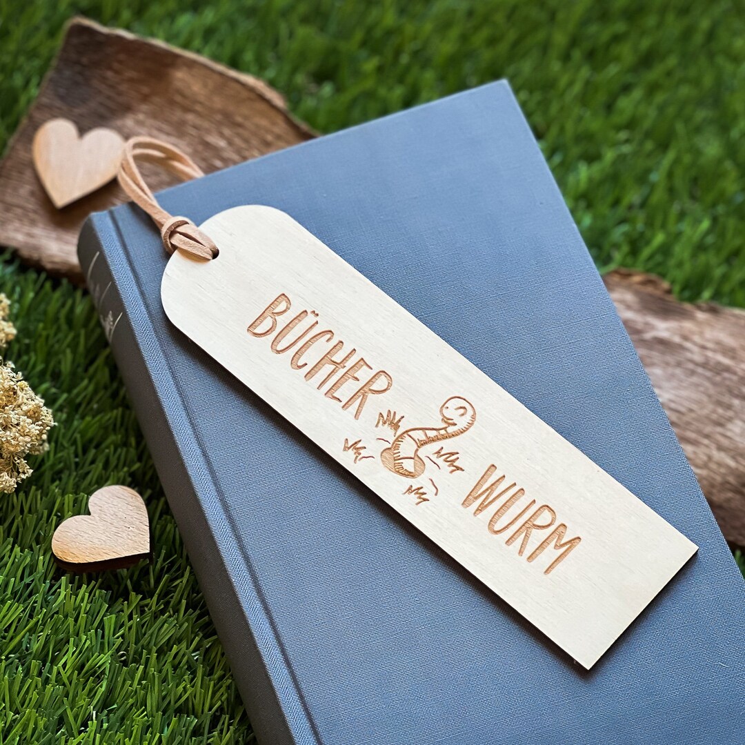 Spruchreif Wooden Bookmark With Engraving and Leather Strap Gifts for ...