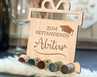 Wooden display stand for a "Graduation Gift" | Gift certificate | Gift idea | Gift certificate alternative | Financial boost | School leaving certificate | School leaver