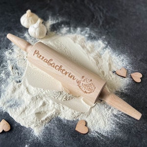 Rolling pin with the saying &quot;Pizza baker&quot; | Dough roller | Baking | Rolling pin with engraving | Gift idea | Hobby cook | Pizza | Mother&#39;s Day