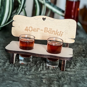 Schnaps bench with 2 glasses &quot;40er Bänkli&quot; | Schnaps bench birthday | Schnaps gift | Gift idea | Fortieth birthday