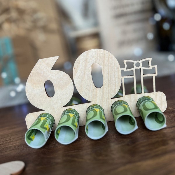 Wooden display money gift "60"| Voucher alternative | Gift idea | Voucher | 60th birthday