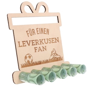 Houten displaygeldcadeau "Voor een Leverkusen-fan" | Geldcadeau Leverkusen | Cadeau voetbalfan | Voetbalfan | Voetbal | Coupon