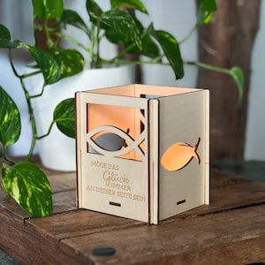 Tealight holder &quot;Lucky&quot; fish | Lantern | Gift idea | Home Decor | Tealight holder with engraving | Candle holder | decoration