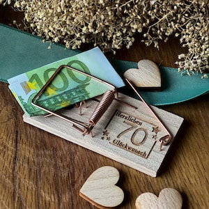 Spruchreif | Mausefalle Geldgeschenk | Witzige Geschenkidee | Lustiges Geschenk | Geldgeschenke Mausefalle | Geldgeschenk 70.Geburtstag