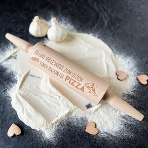Rolling pin with saying &quot;There are many ways to happiness... Pizza&quot; | Dough roller | Baking | Rolling pin with engraving | Gift idea | Hobby cook