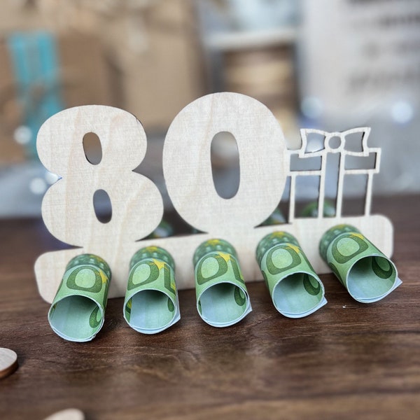 Wooden display money gift "80" | Voucher alternative | Gift idea | Voucher | 80th birthday