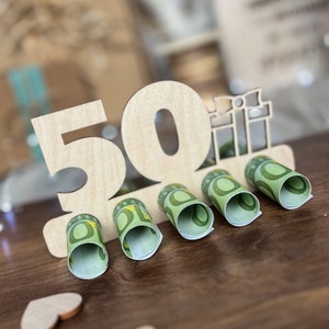 Holzaufsteller Geldgeschenk "50" | Gutscheinalternative | Geschenkidee | Gutschein | 50. Geburtstag