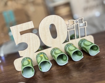 Wooden display cash gift "50" | Voucher alternative | Gift idea | Voucher | 50th birthday