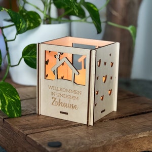 Tealight holder &quot;Home&quot; | Lantern | Gift idea | Home decoration | Tealight holder with engraving | Candle holder | Decoration