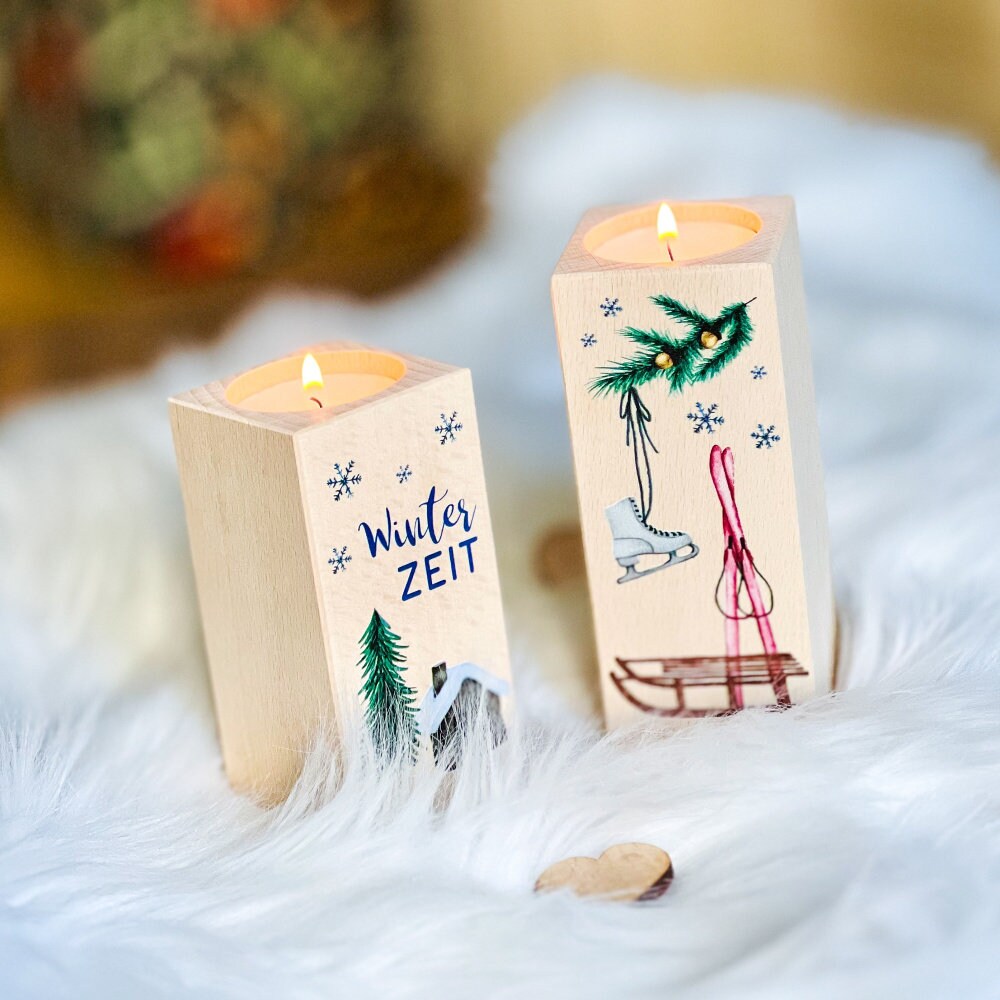 OwnMy 12-teiliges Holz-Teelichthalter Set – Rustikal, 6x7 Cm, Für Votivkerzen, Deko & Hochzeit