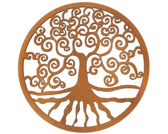 Tree of Life 12 cm x made of brown-stained birch wood