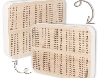 Decorative plaque with double-sided engraving of "small times table" & "large times table" | Back-to-school gift | Gifts for children | Back-to-school gifts