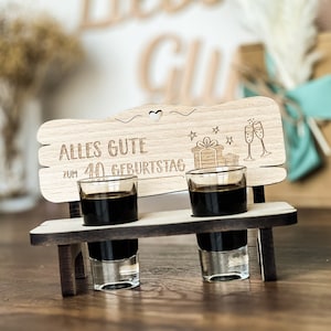 Schnapps bench with two glasses &quot;Happy 40th Birthday&quot; | Schnapps bench birthday | Schnapps gift | Gift idea | Fortieth birthday