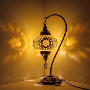 Mosaic Table Lamp Mosaic Lamp Handmade Oriental Moroccan Lamp + Handmade Greeting Card with Dried Flowers