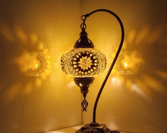 Mosaic Table Lamp Mosaic Lamp Handmade Oriental Moroccan Lamp + Handmade Greeting Card with Dried Flowers