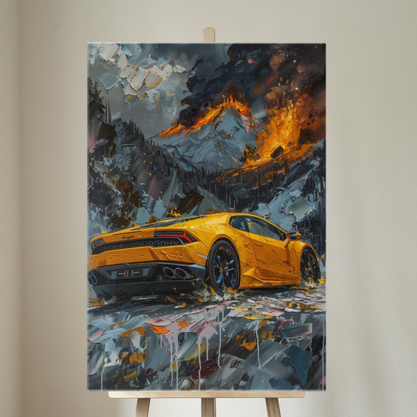 Car, Lamborghini Huracan, Coupe, Automobile | Painting | Printable Art | C10 | Digital Download