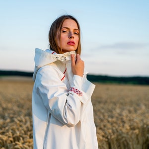 Ladies white raincoat shop