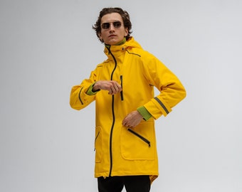 Yellow men's raincoat, waterproof and windproof jacket