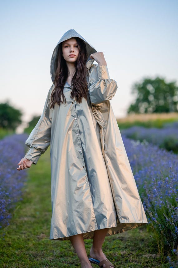 ladies dress raincoats Raincoats Waterproof Transparent Plastic Clear Long Ladies Women Men Rain  Coat Jackets Hooded with Belt (Color : A-04, Size : Large) at Amazon Men's  Clothing store