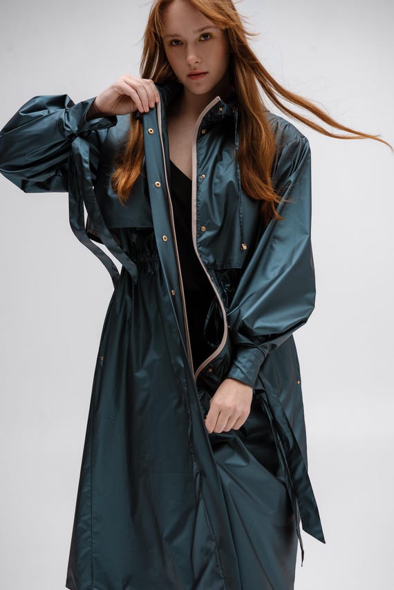 Women's Emerald Trench Raincoat Dark green coat