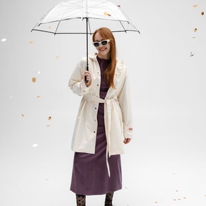 White pearl Women&#39;s Raincoat Premium Quality Water Resistant, Hooded  Windbreaker Jacket