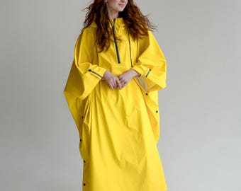Poncho impermeable amarillo de primavera unisex para ella y él, talla universal, abrigo ligero e impermeable.