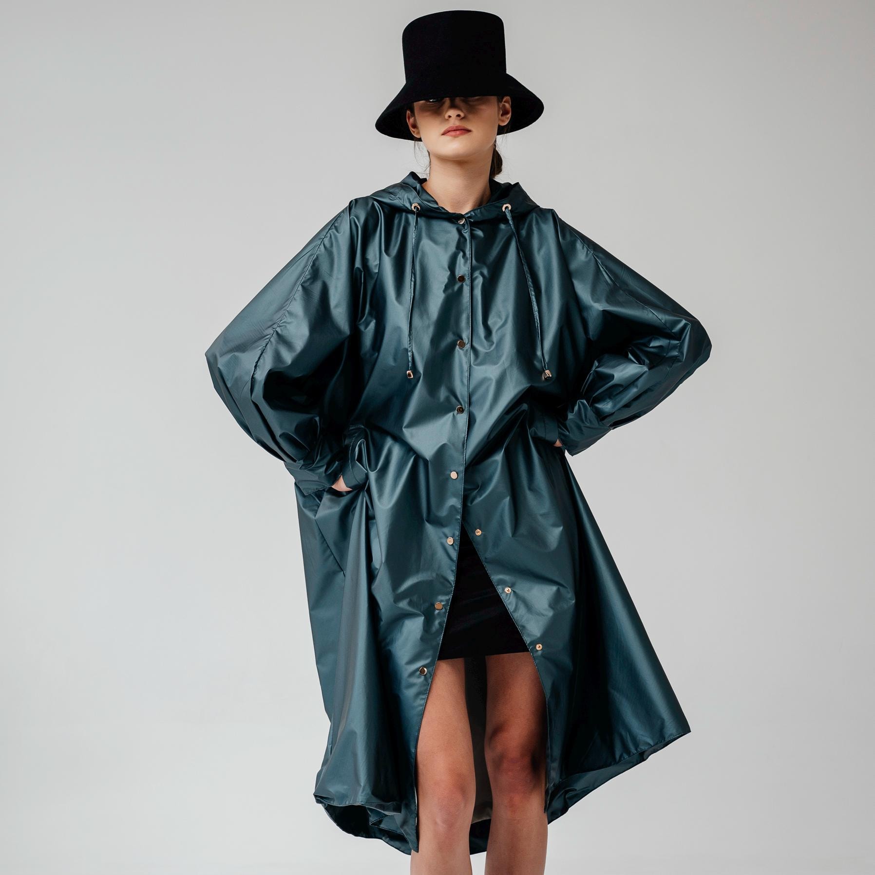 Emerald Green Oversized Raincoat | Waterproof Trench Coat for