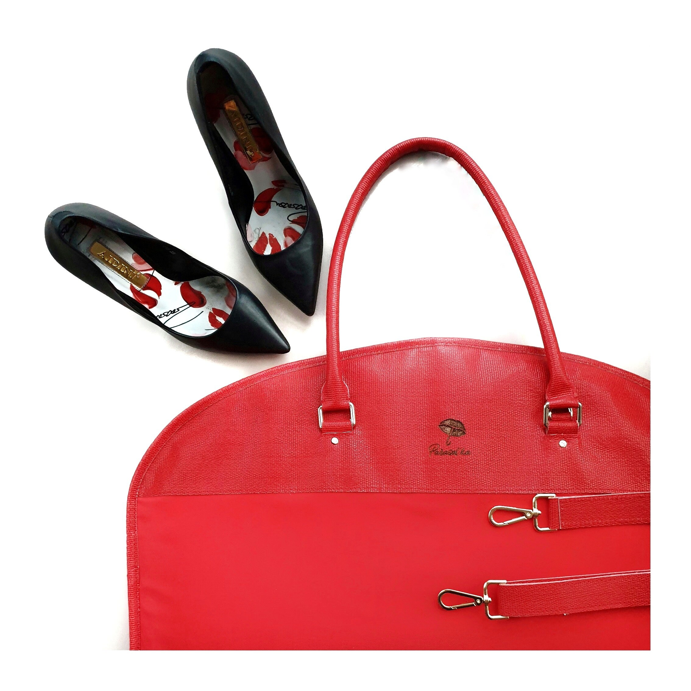 Personalized Ladies Travel Bag Red Leather Carryon garment Etsy