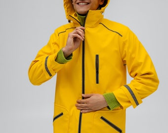 Herren Herbst und Midseason gelber wasserdichter Regenmantel mit Kapuze für Ihn