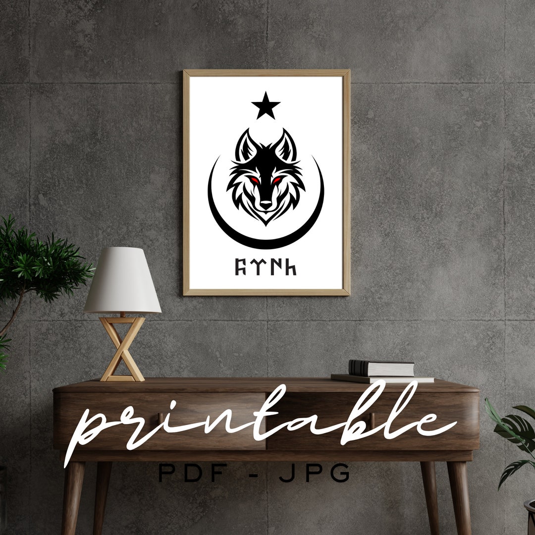 Turkish Digital Poster | Göktürk Runes & Bozkurt | Turkish Flag Art ...