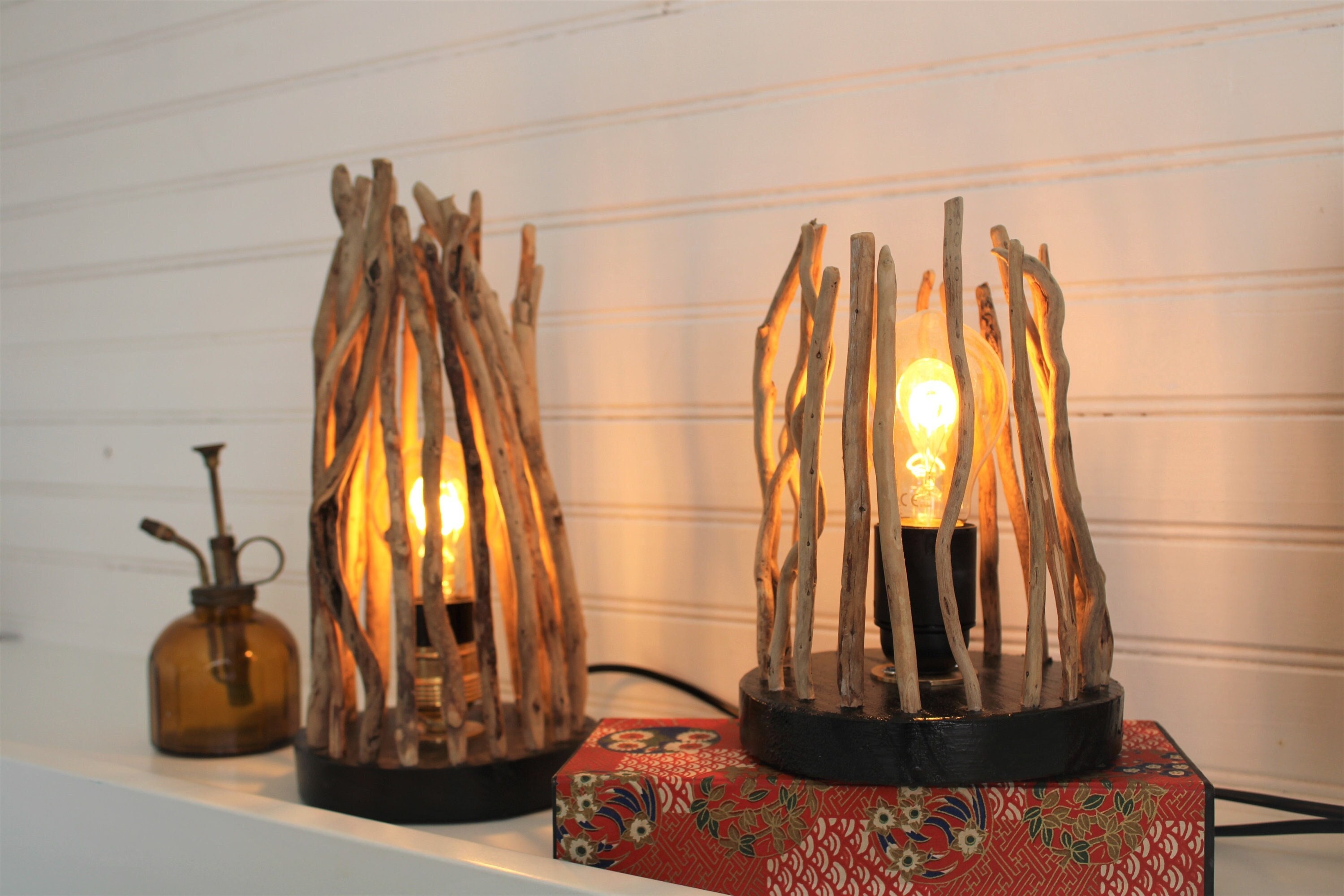 Lampes Brindilles Artisanale en Bois Flotté Style Boheme