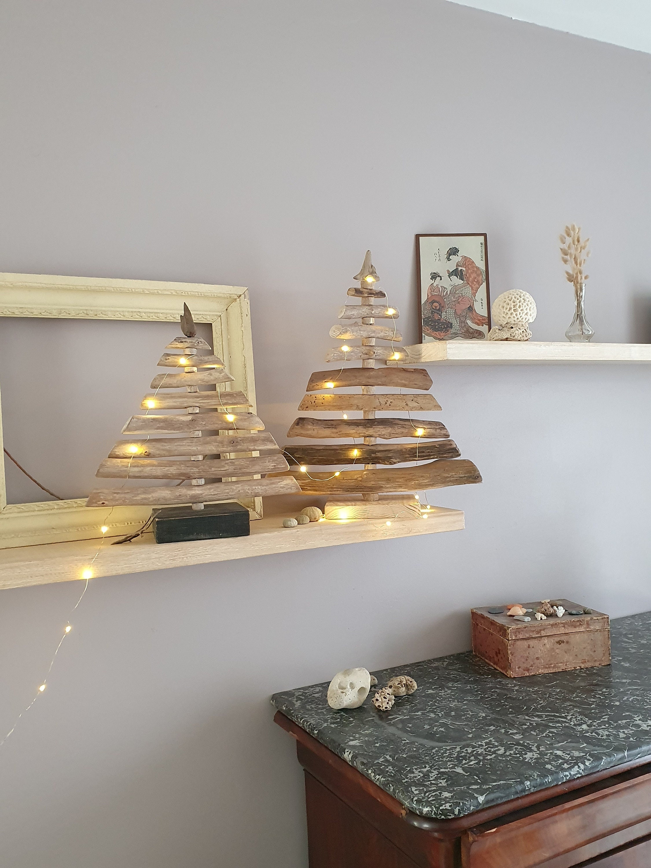 Sapin de Noël Décoratif en Bois Flotté Rotatif