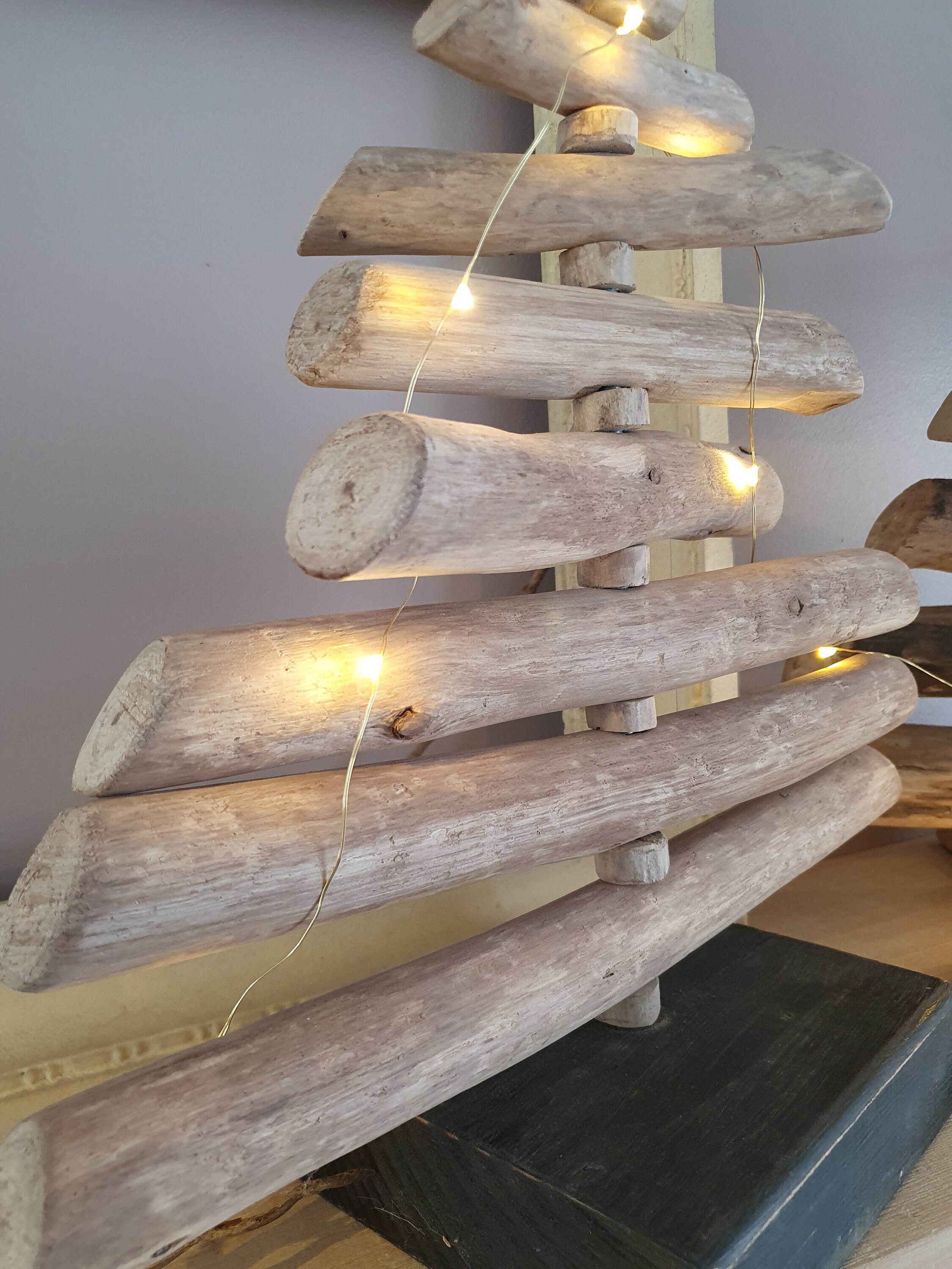 Grand Sapin De Noël En Bois Flotté Fait Main – Décoration Naturelle 61cm