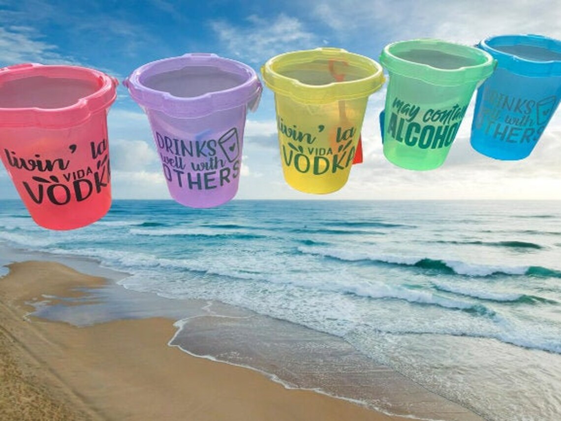 Personalized Cocktail Sand Buckets Beach Pail Drink Bucket Etsy