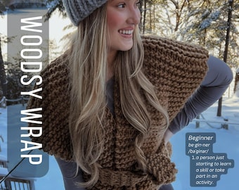 WOODSY WRAP Chunky Knit modello di maglia SCARICABILE (Taglia L)