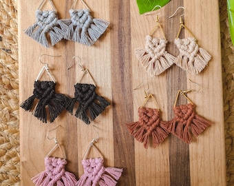 Dainty Triangle Macrame Earrings