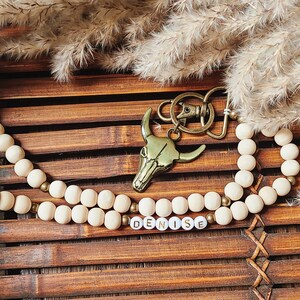 Custom Lanyard, Beaded Lanyard, Teacher Lanyard, Teacher Gift, Lanyard with name, Personalized Gifts, Wooden Bead Lanyard