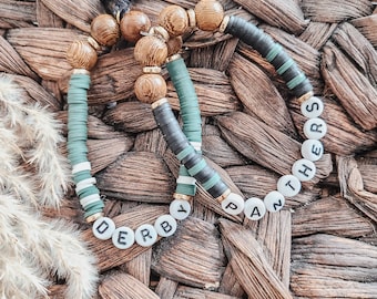 Personalized school Stack Bracelet, teacher stack jewelry, school spirit, mascot colors, varsity bracelets